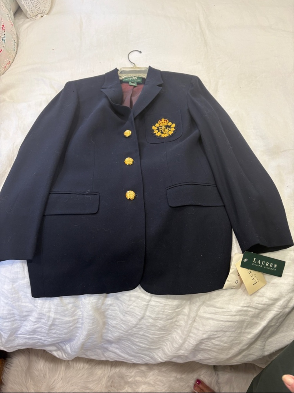 Lauren Ralph Lauren Navy Crest Blazer with Gold-Tone Buttons